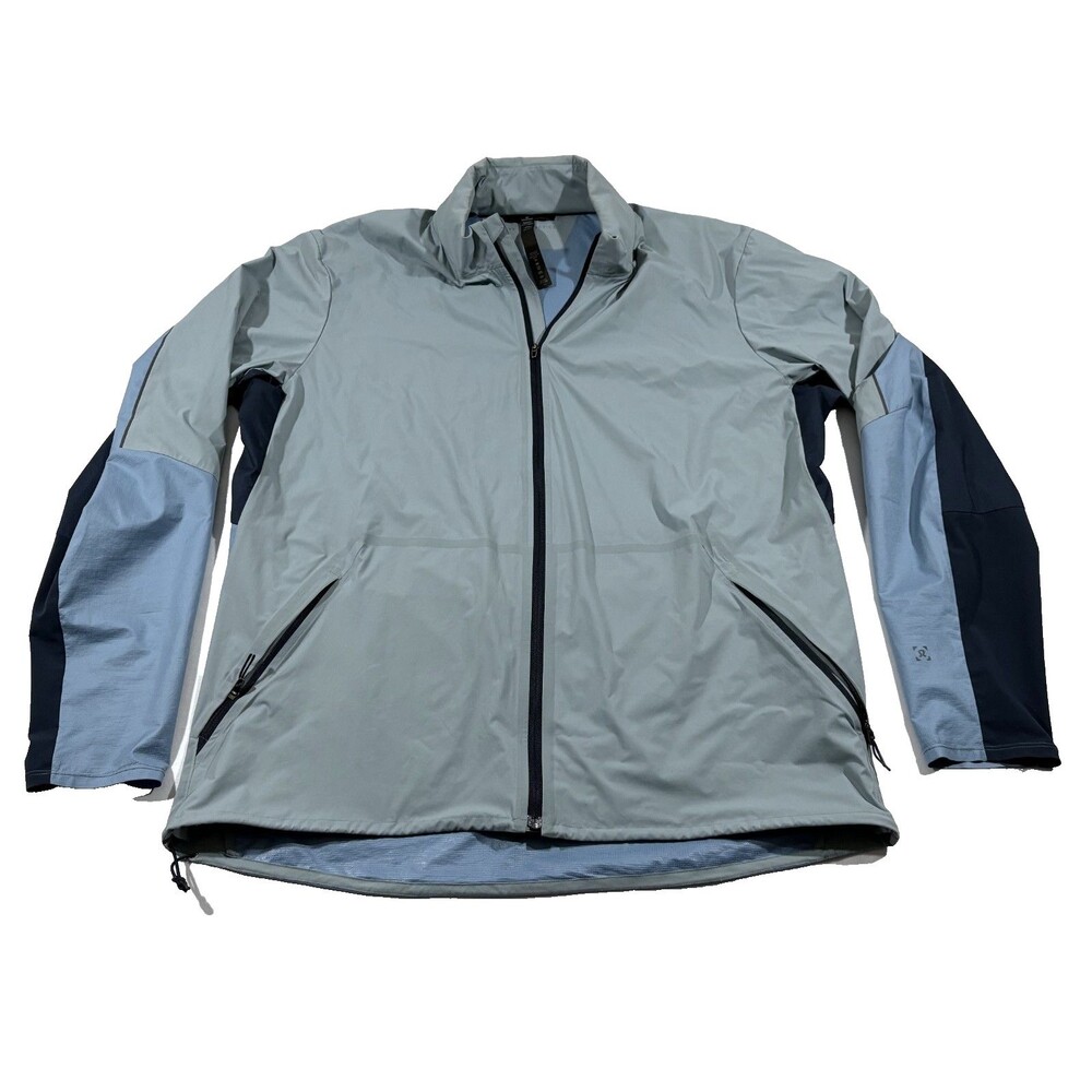 Lululemon Active Blue Hooded Zip Running Rain Windbreaker Jacket Gym Mens Sz XL